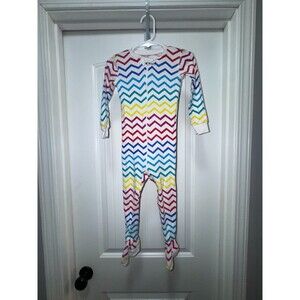 Primary Organic Cotton Rainbow Chevron Footed Sleeper Pajamas 18-24M Zip One Pie